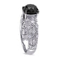 3.0 CT. T.W. Enhanced Black and White Natural Diamond Antique Vintage-Style Engagement Ring in Solid 10K White Gold