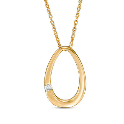 Natural Diamond Accent Oval Pendant in 10K Yellow Gold