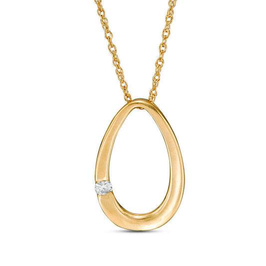 Natural Diamond Accent Oval Pendant in 10K Yellow Gold