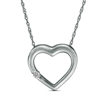 Natural Diamond Accent Heart Pendant in 10K White Gold