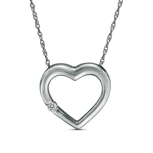 Natural Diamond Accent Heart Pendant in 10K White Gold