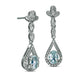 Oval Aquamarine and Diamond Accent Teardrop Earrings in 10K White Gold