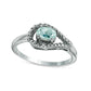 Oval Aquamarine and Natural Diamond Accent Loop Ring in Solid 10K White Gold