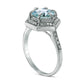8.0mm Aquamarine and Natural Diamond Accent Hexagon Frame Ring in Solid 10K White Gold