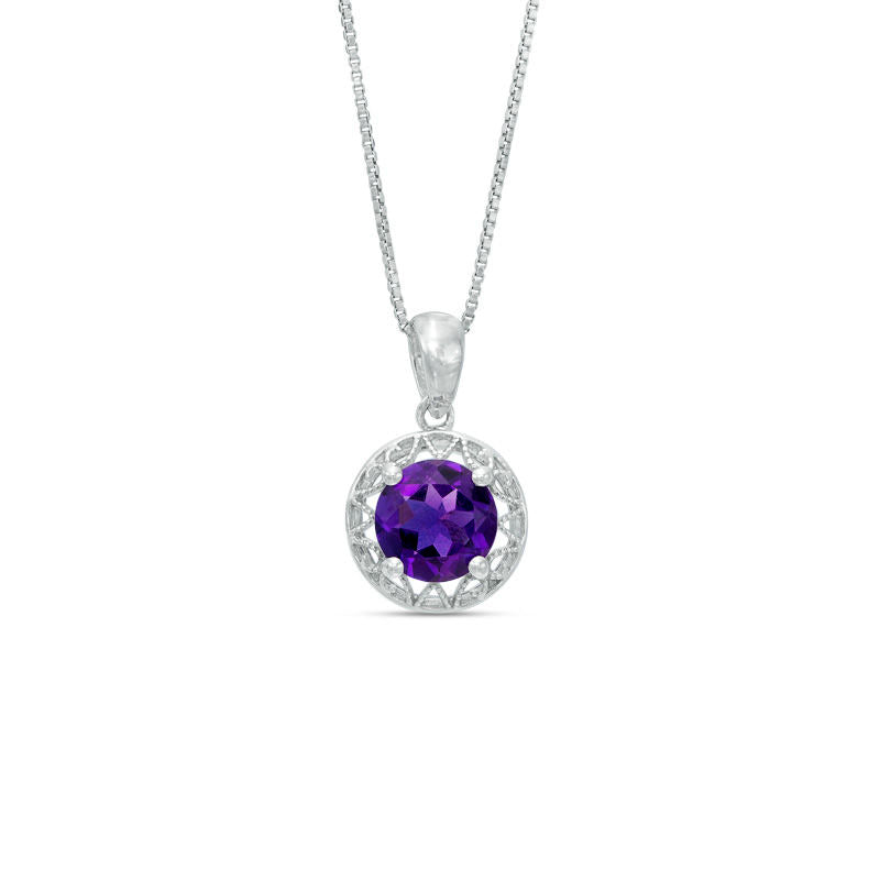 7.0mm Amethyst Frame Pendant in Sterling Silver