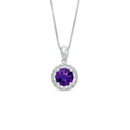 7.0mm Amethyst Frame Pendant in Sterling Silver