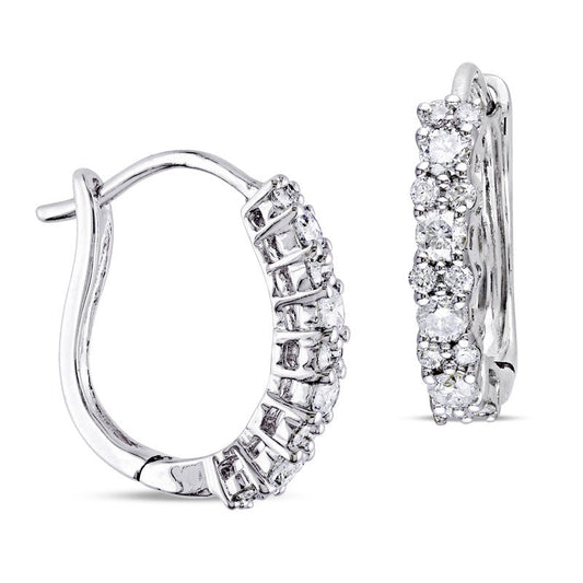 0.5 CT. T.W. Diamond Hoop Earrings in 14K White Gold