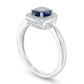 6.0mm Lab-Created Blue Sapphire and Diamond Accent Beaded Frame Antique Vintage-Style Ring in Sterling Silver