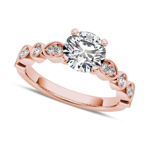 1.0 CT. T.W. Natural Diamond Antique Vintage-Style Engagement Ring in Solid 14K Rose Gold