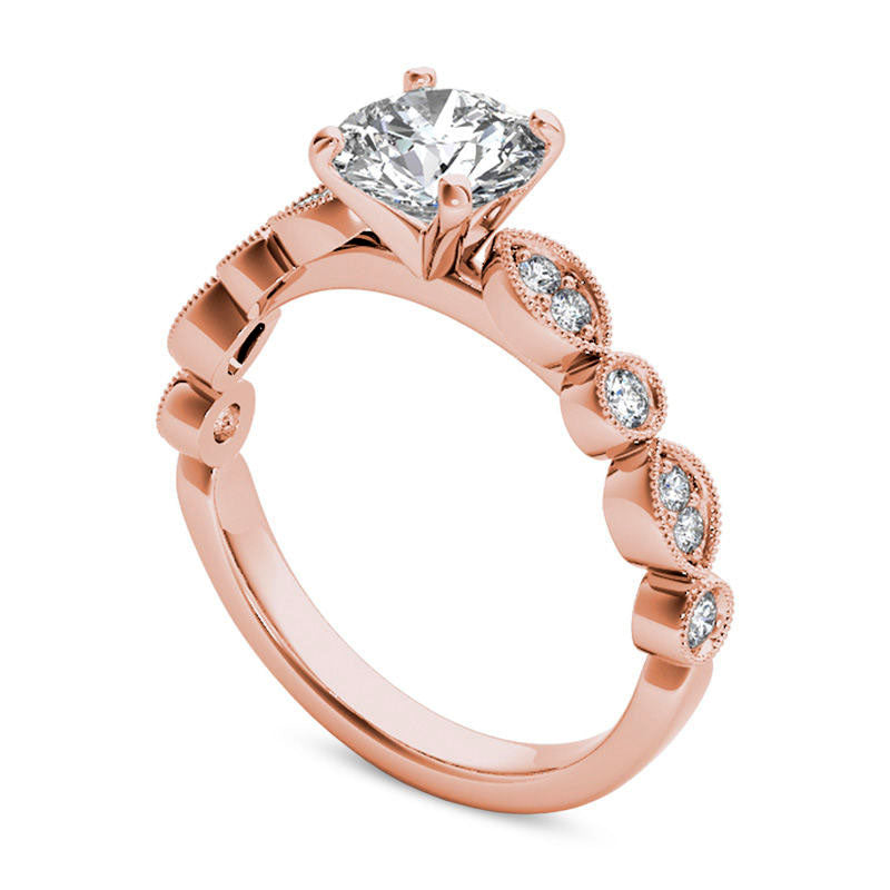 1.0 CT. T.W. Natural Diamond Antique Vintage-Style Engagement Ring in Solid 14K Rose Gold