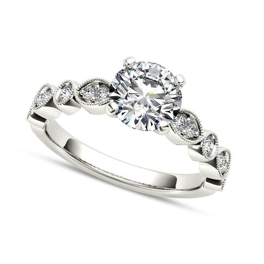 1.0 CT. T.W. Natural Diamond Antique Vintage-Style Engagement Ring in Solid 14K White Gold