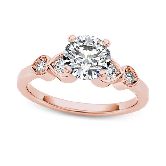 1.0 CT. T.W. Natural Diamond Heart-Side Engagement Ring in Solid 14K Rose Gold