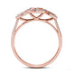 0.50 CT. T.W. Composite Natural Diamond Three Stone Cushion Frame Engagement Ring in Solid 14K Rose Gold