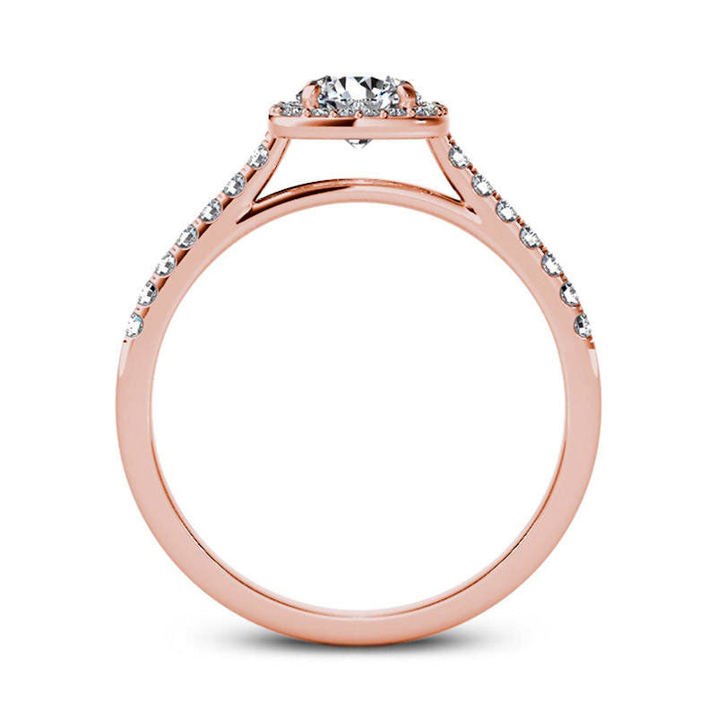 1.0 CT. T.W. Natural Diamond Cushion Frame Engagement Ring in Solid 14K Rose Gold