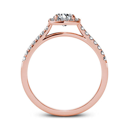 1.0 CT. T.W. Natural Diamond Cushion Frame Engagement Ring in Solid 14K Rose Gold