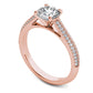 1.20 CT. T.W. Natural Diamond Frame Double Row Antique Vintage-Style Engagement Ring in Solid 14K Rose Gold
