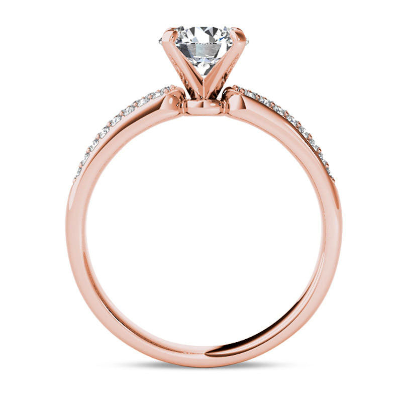 1.20 CT. T.W. Natural Diamond Triple Row Engagement Ring in Solid 14K Rose Gold