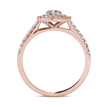 0.75 CT. T.W. Natural Diamond Double Frame Engagement Ring in Solid 14K Rose Gold