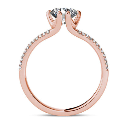 1.20 CT. T.W. Natural Diamond Double Row Engagement Ring in Solid 14K Rose Gold