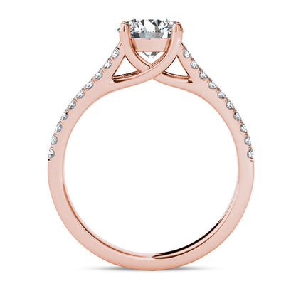 1.20 CT. T.W. Natural Diamond Double Row Split Shank Engagement Ring in Solid 14K Rose Gold