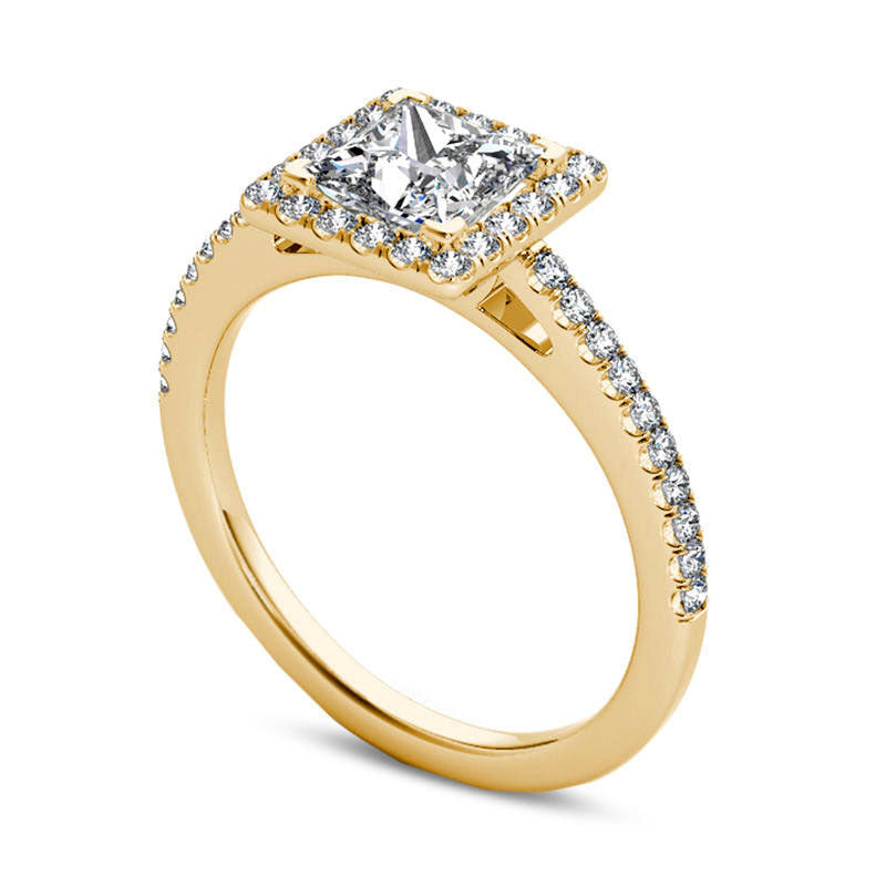 1.20 CT. T.W. Princess-Cut Natural Diamond Frame Engagement Ring in Solid 14K Gold