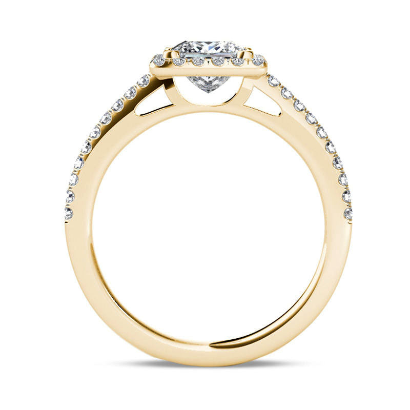 1.20 CT. T.W. Princess-Cut Natural Diamond Frame Engagement Ring in Solid 14K Gold