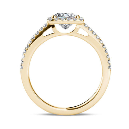 1.20 CT. T.W. Princess-Cut Natural Diamond Frame Engagement Ring in Solid 14K Gold