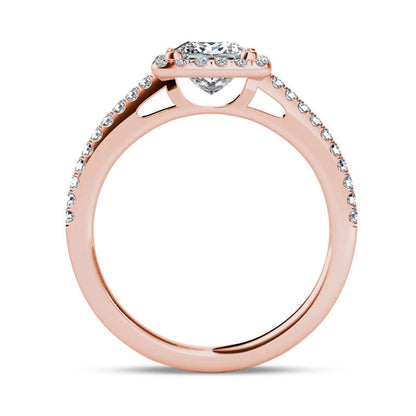 1.20 CT. T.W. Princess-Cut Natural Diamond Frame Engagement Ring in Solid 14K Rose Gold