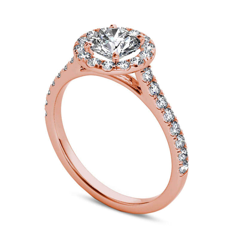 1.20 CT. T.W. Natural Diamond Frame Engagement Ring in Solid 14K Rose Gold