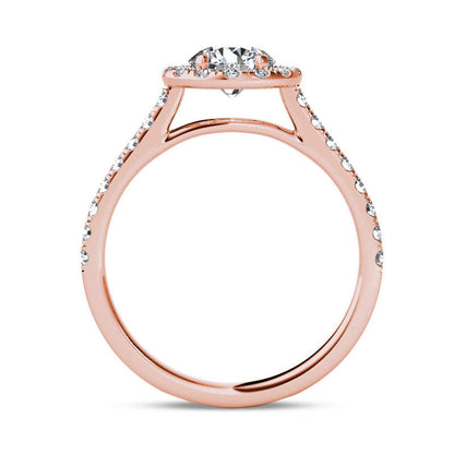 1.20 CT. T.W. Natural Diamond Frame Engagement Ring in Solid 14K Rose Gold