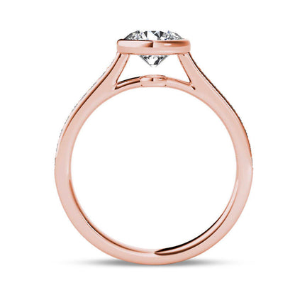 1.20 CT. T.W. Natural Diamond Bezel-Set Engagement Ring in Solid 14K Rose Gold