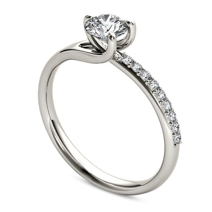1.0 CT. T.W. Natural Diamond Bypass Engagement Ring in Solid 14K White Gold
