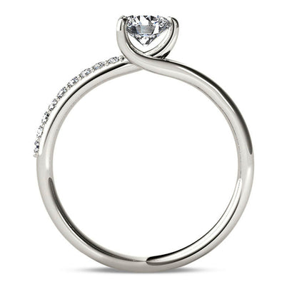 1.0 CT. T.W. Natural Diamond Bypass Engagement Ring in Solid 14K White Gold