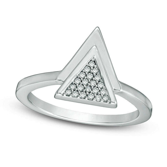 0.10 CT. T.W. Natural Diamond Triangle Ring in Solid 10K White Gold