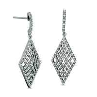 0.5 CT. T.W. Diamond Geometric Kite Drop Earrings in Sterling Silver