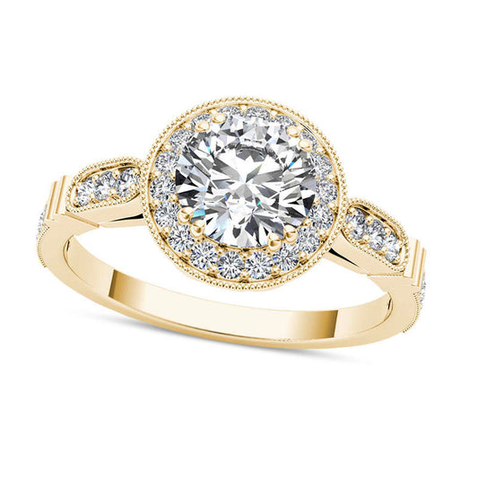 1.20 CT. T.W. Natural Diamond Frame Antique Vintage-Style Engagement Ring in Solid 14K Gold