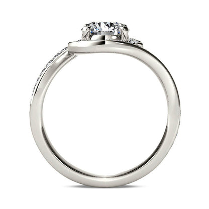 1.5 CT. T.W. Natural Diamond Frame Bypass Engagement Ring in Solid 14K White Gold
