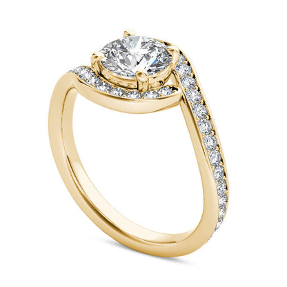 1.5 CT. T.W. Natural Diamond Bypass Engagement Ring in Solid 14K Gold