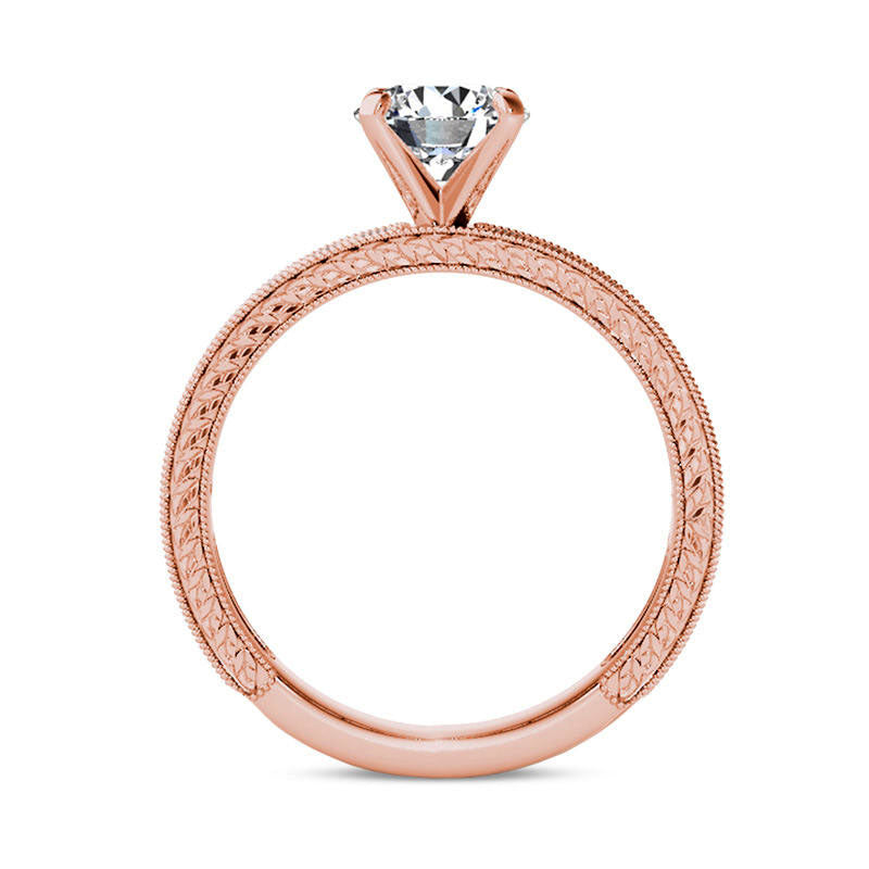1.5 CT. T.W. Natural Diamond Antique Vintage-Style Engagement Ring in Solid 14K Rose Gold