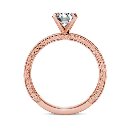 1.5 CT. T.W. Natural Diamond Antique Vintage-Style Engagement Ring in Solid 14K Rose Gold