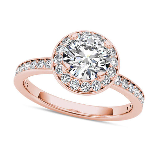 1.5 CT. T.W. Natural Diamond Frame Engagement Ring in Solid 14K Rose Gold