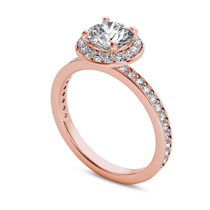 1.5 CT. T.W. Natural Diamond Frame Engagement Ring in Solid 14K Rose Gold