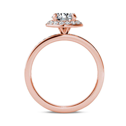 1.5 CT. T.W. Natural Diamond Frame Engagement Ring in Solid 14K Rose Gold