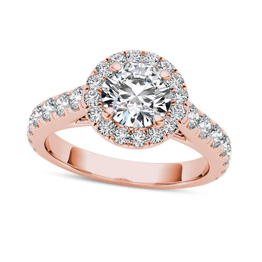 1.5 CT. T.W. Natural Diamond Frame Engagement Ring in Solid 14K Rose Gold