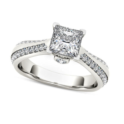 1.75 CT. T.W. Princess-Cut Natural Diamond Engagement Ring in Solid 14K White Gold