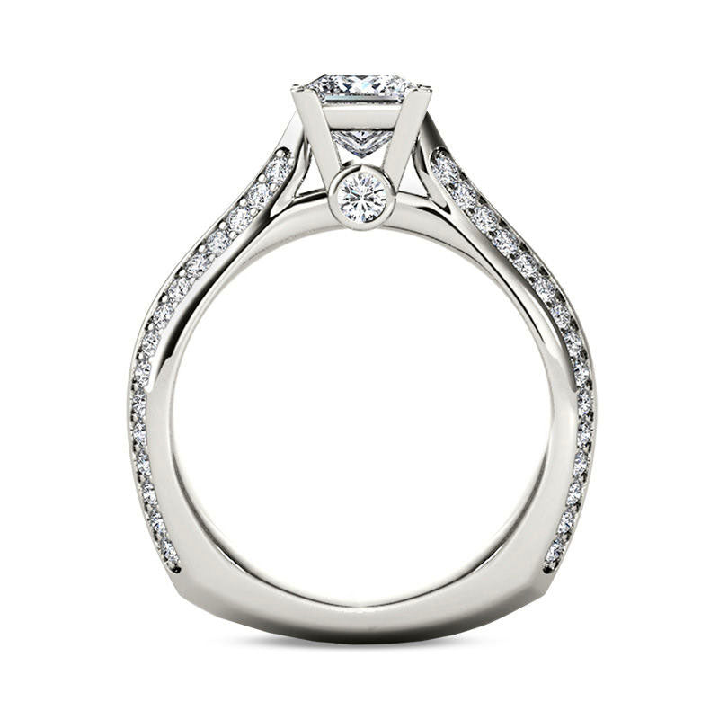 1.75 CT. T.W. Princess-Cut Natural Diamond Engagement Ring in Solid 14K White Gold