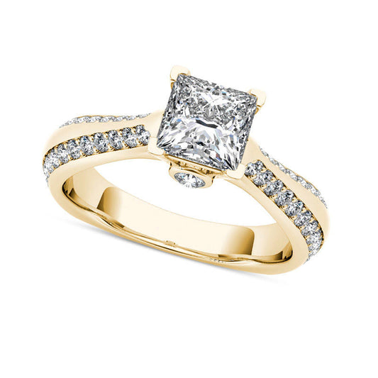 1.75 CT. T.W. Princess-Cut Natural Diamond Engagement Ring in Solid 14K Gold