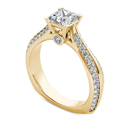 1.75 CT. T.W. Princess-Cut Natural Diamond Engagement Ring in Solid 14K Gold