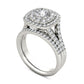 2.0 CT. T.W. Natural Diamond Double Cushion Frame Split Shank Bridal Engagement Ring Set in Solid 14K White Gold