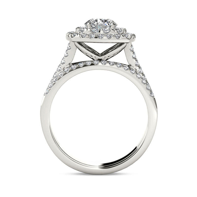2.0 CT. T.W. Natural Diamond Double Cushion Frame Split Shank Bridal Engagement Ring Set in Solid 14K White Gold
